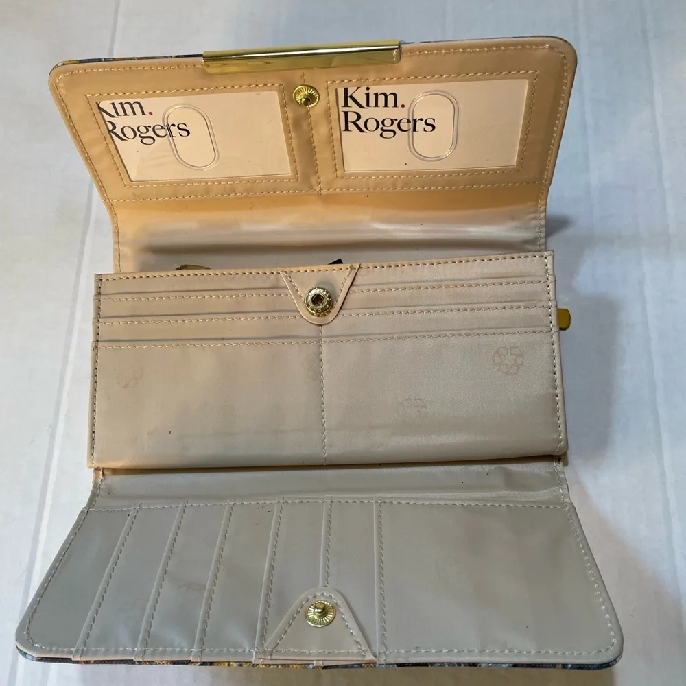 Kim Rogers Blue and Gold Wallet with Artistic Floral Design (GC) - Picture 3 of 4